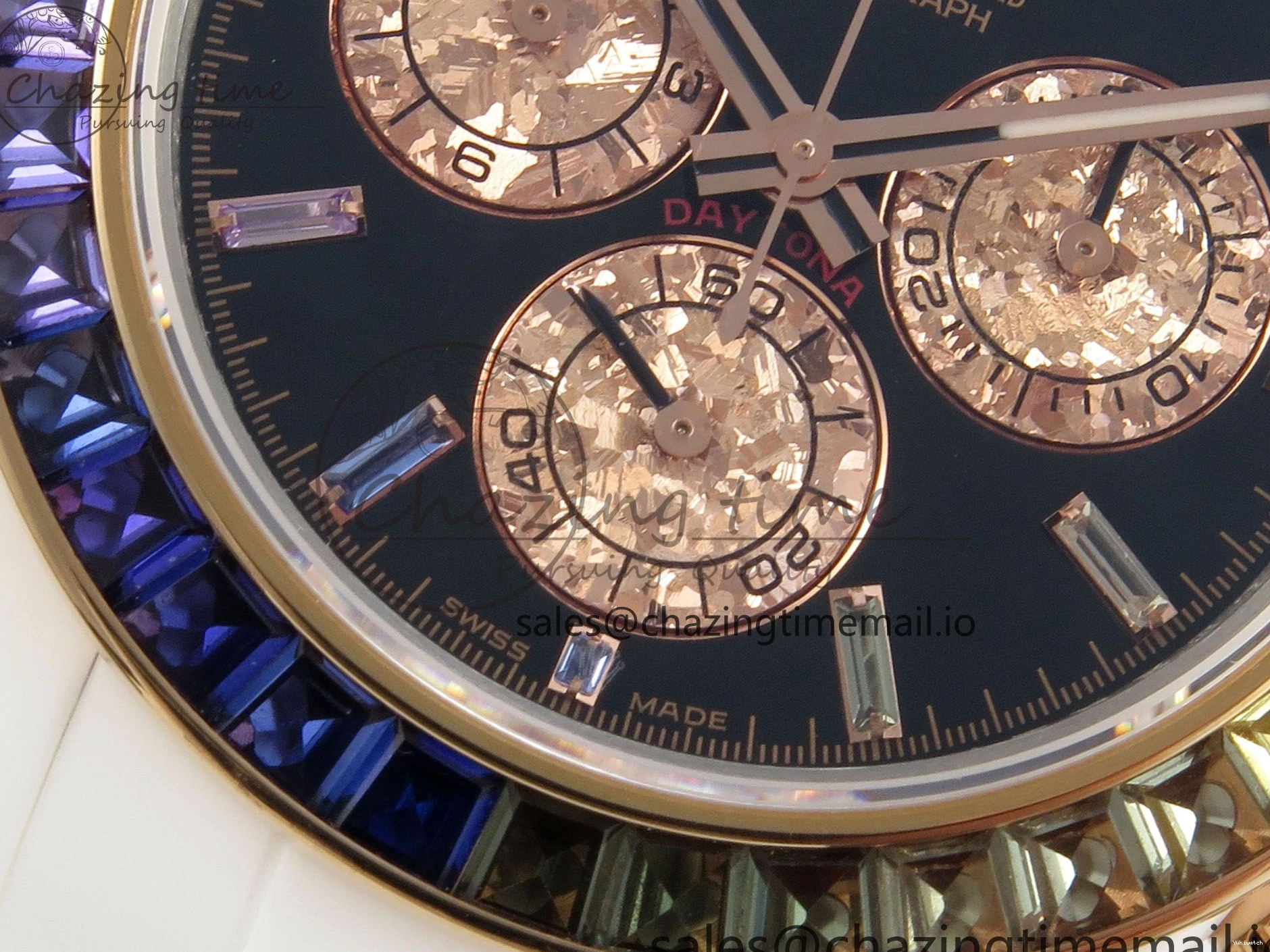 White SONIC Case Black Rainbow Daytona Bezel SA4130 Best and Rainbow Bracelet Dial Edition Ceramic 0113